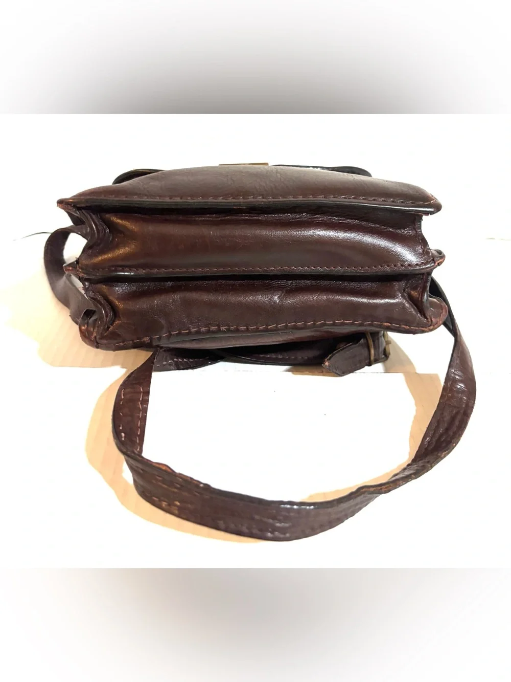 Vintage unisex Classic Brown Leather Men’s Crossbody everyday Bag